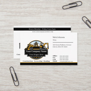 Professional Heavy Equipment Construction Company Business Card