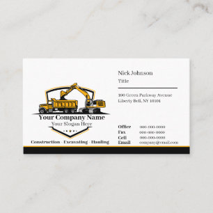 Professional Heavy Equipment Construction Company Business Card