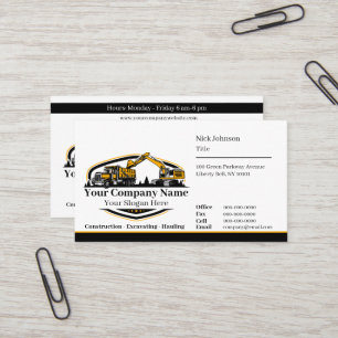Professional Heavy Equipment Construction Company Business Card
