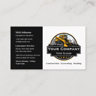 Professional Heavy Equipment Construction Company  Business Card
