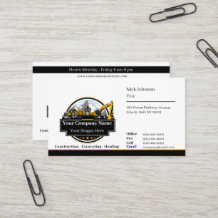 Professional Heavy Equipment Construction Company Business Card