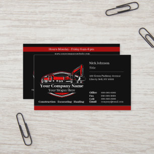 Professional Heavy Equipment Construction Company Business Card
