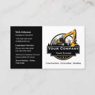Professional Heavy Equipment Construction Company  Business Card