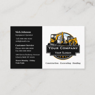 Professional Heavy Equipment Construction Company  Business Card