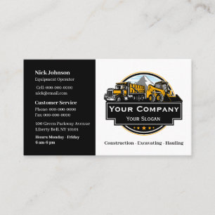 Professional Heavy Equipment Construction Company  Business Card