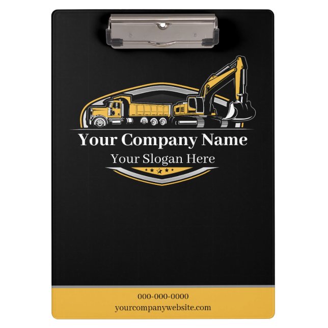 Professional Heavy Equipment Construction Company Clipboard (Front)