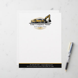 Professional Heavy Equipment Construction Company Custom Letterhead