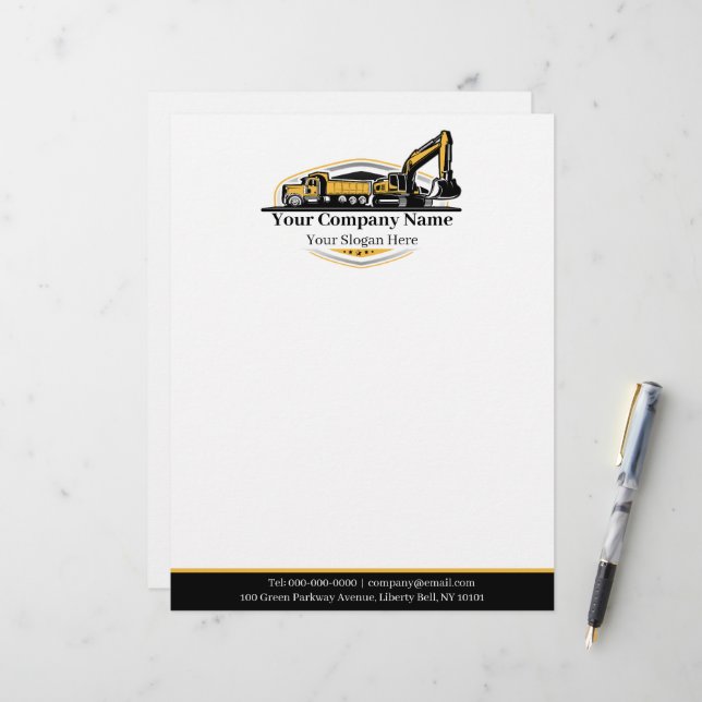 Professional Heavy Equipment Construction Company Custom Letterhead (Front/Back In Situ)