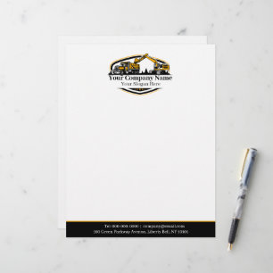 Professional Heavy Equipment Construction Company Custom Letterhead