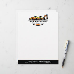 Professional Heavy Equipment Construction Company Custom Letterhead