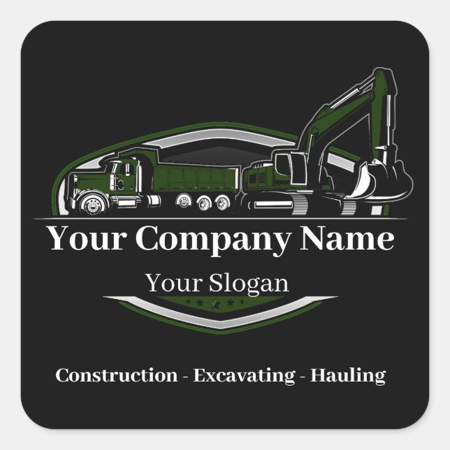 Professional Heavy Equipment Construction Company  Square Sticker (Front)