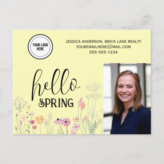 Professional Hello Spring Real Estate Marketing  Postcard (Front)