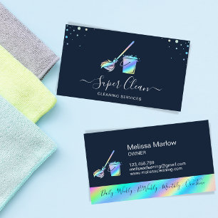Professional Holograph House Cleaning Maid Business Card