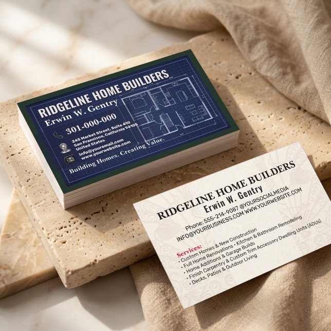 Professional Home Builder & Renovation Contractor  Business Card (Creator Uploaded)