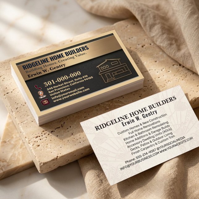 Professional Home Builder & Renovation Contractor  Business Card (Creator Uploaded)
