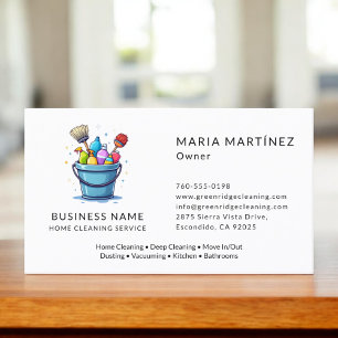 Professional Home Cleaning Maid Service Business Card