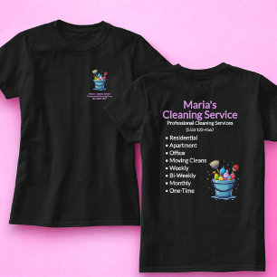 Professional Home Cleaning Service Woman Black T-Shirt