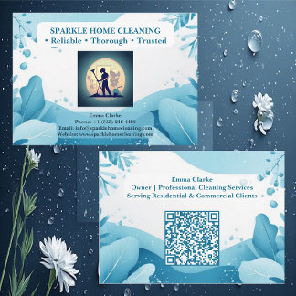 Professional Home Cleaning Services Logo QR Code Business Card
