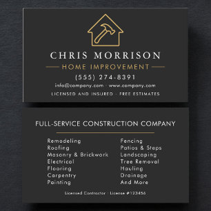 Professional Home Improvement Construction Business Card