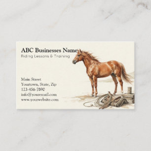 Professional horse trainer business card
