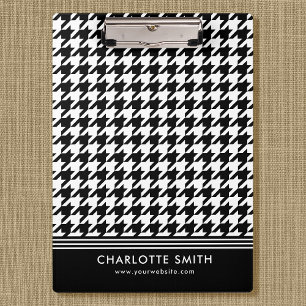 Professional Houndstooth Pattern Black White Clipboard