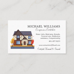 Professional House Caregiver Services Business Card