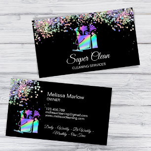 Professional House Cleaning Maid Holograph Busines Business Card
