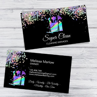 Professional House Cleaning Maid Holograph Busines Business Card