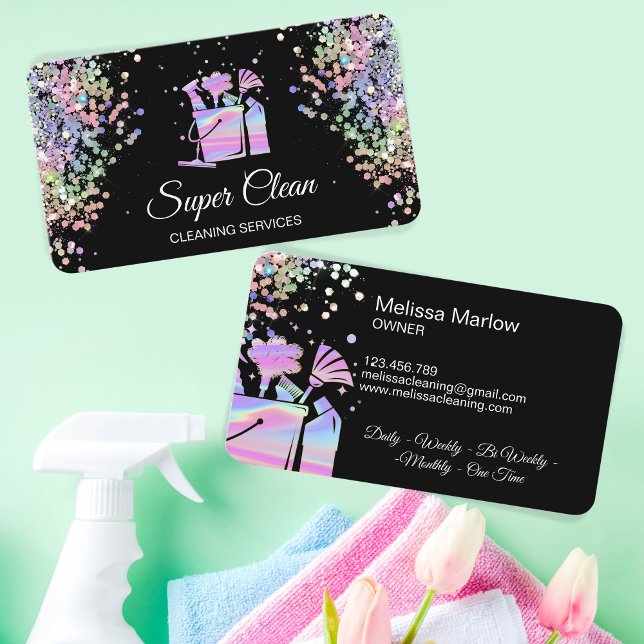 Professional House Cleaning Maid Holograph Business Card (Creator Uploaded)