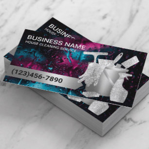 Professional House Cleaning Modern Rainy Window Business Card
