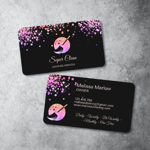 Professional House Cleaning Rose Gold Glitter Busi Business Card