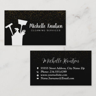 Professional House Cleaning Service black Gold Business Card