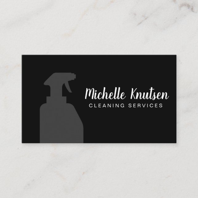 Professional House Cleaning Service black white Business Card (Front)