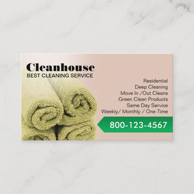 Professional House Cleaning Service Blush Pink Business Card (Front)