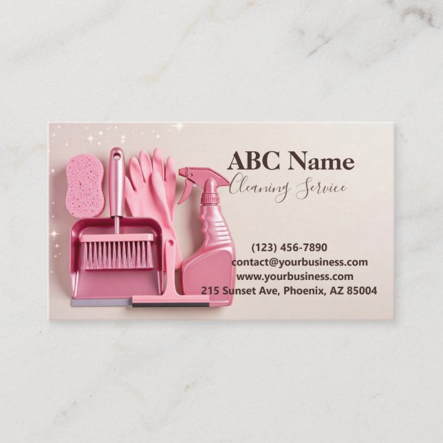 Professional House Cleaning Service Business Card (Front)