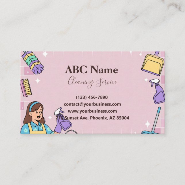 Professional House Cleaning Service Business Card (Front)
