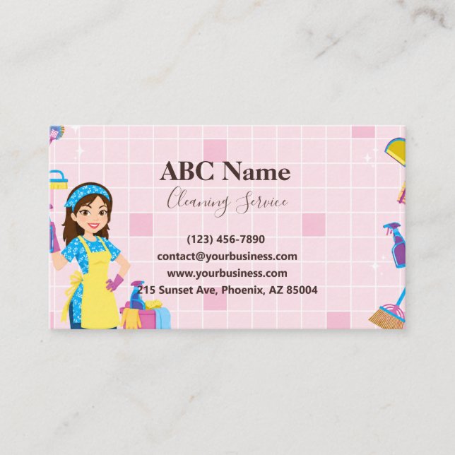 Professional House Cleaning Service Business Card (Front)