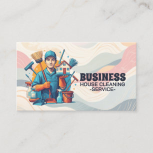 Professional House Cleaning Service Housekeeping Business Card