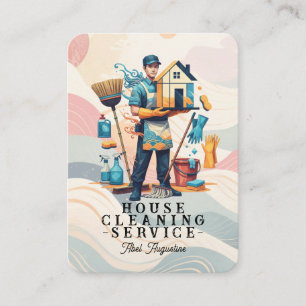 Professional House Cleaning Service Housekeeping Business Card