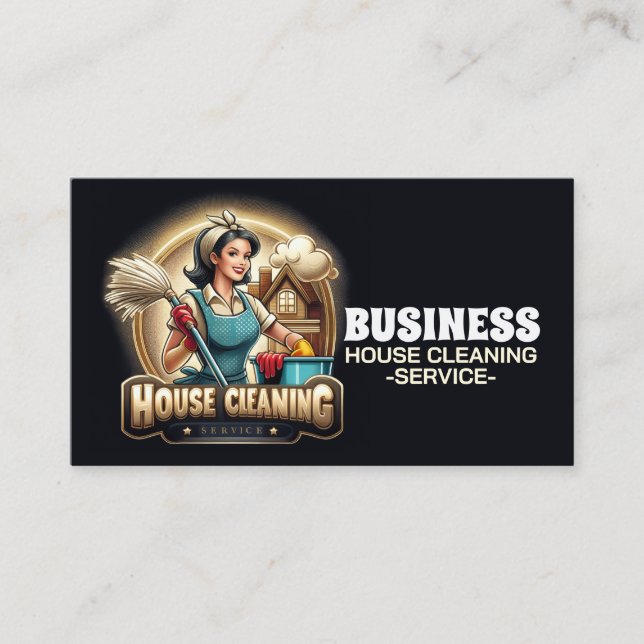 Professional House Cleaning Service Housekeeping Business Card (Front)