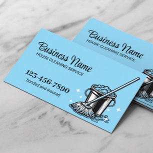 Professional House Cleaning Service Light Blue Business Card
