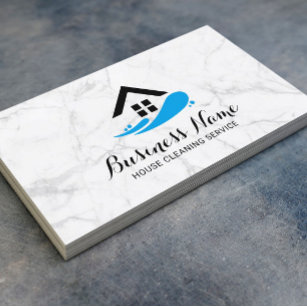 Professional House Cleaning Service Modern Marble Business Card