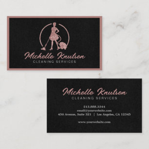 Professional House Cleaning Service pink glitter   Business Card