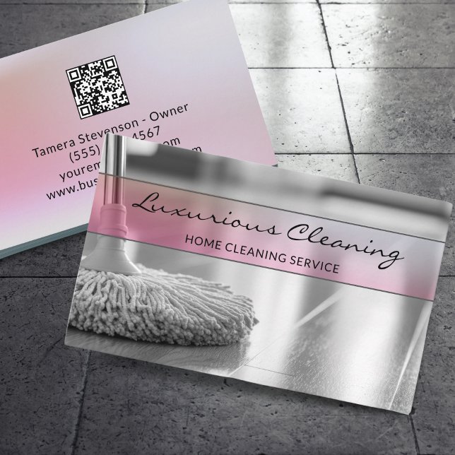 Professional House Cleaning Service QR Code Business Card (Creator Uploaded)