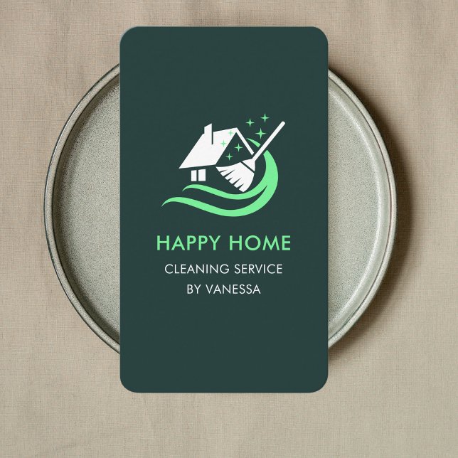 Professional House Cleaning Services Logo Qr Code Business Card (Creator Uploaded)