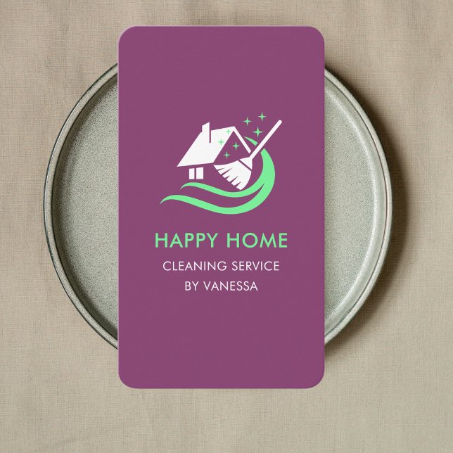 Professional House Cleaning Services Logo Qr Code Business Card (Creator Uploaded)