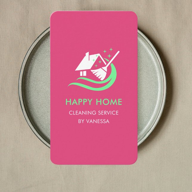 Professional House Cleaning Services Logo Qr Code Business Card (Creator Uploaded)