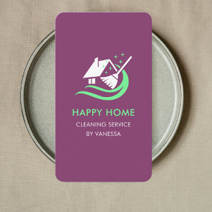 Professional House Cleaning Services Logo Qr Code Business Card
