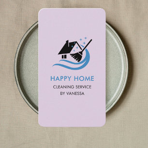 Professional House Cleaning Services Logo Qr Code Business Card