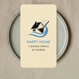 Professional House Cleaning Services Logo Qr Code Business Card